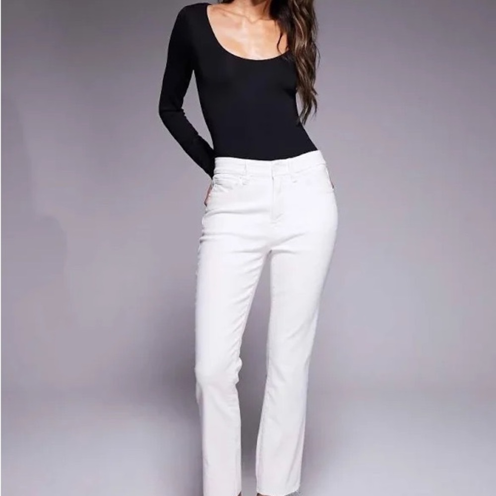Good American Straight Leg White Jeans
